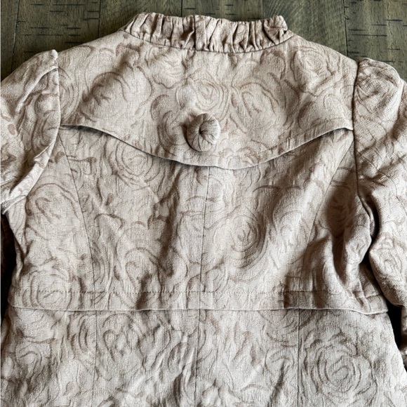 Forever Collectibles Tan Trench Coat with Textured Floral Design - Picture 13 of 15